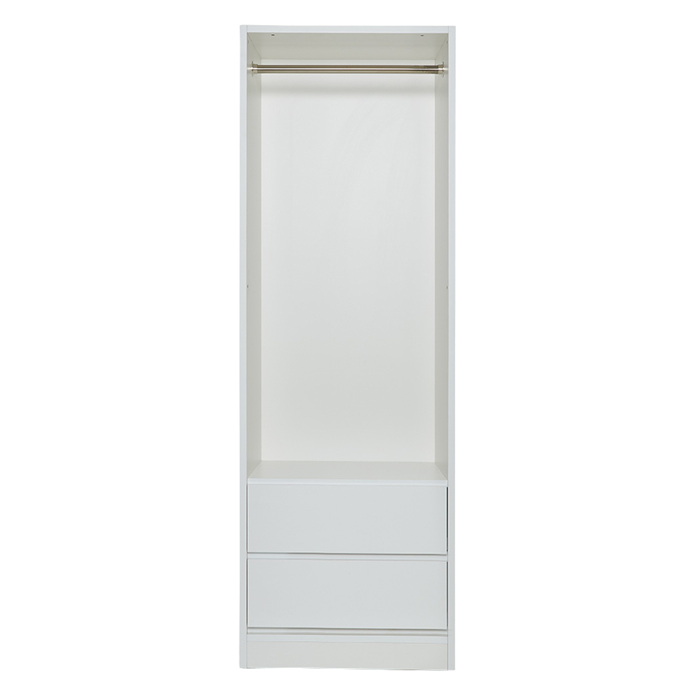 奥行スリムで省スペース オープン間仕切りワードローブ ハンガー1段+引き出し2杯 幅60奥行44cm パーテーション 間仕切り リビング収納 632314