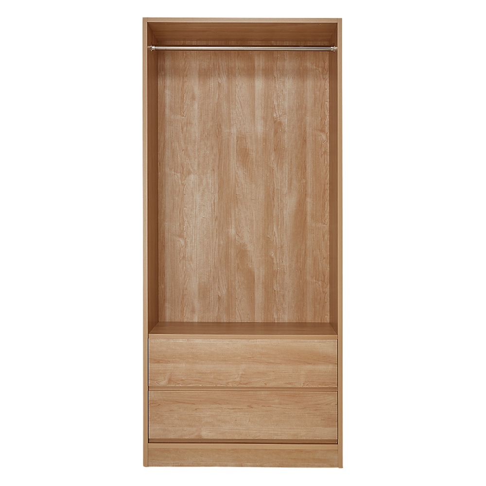 奥行スリムで省スペース オープン間仕切りワードローブ ハンガー1段+引き出し2杯 幅80奥行54cm パーテーション 間仕切り リビング収納 632323