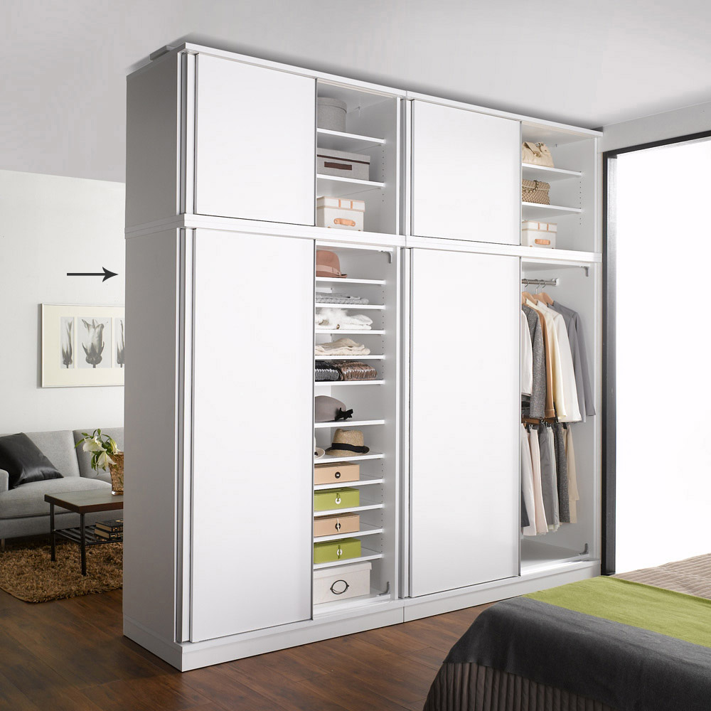 引き戸間仕切りワードローブ ハンガー＋棚・幅118cm パーテーション 間仕切り リビング収納 632349