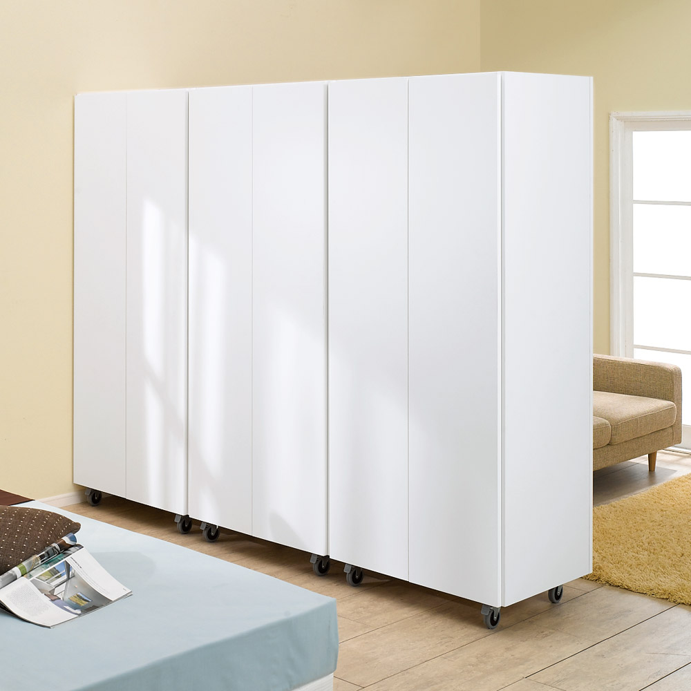 移動式間仕切りクローゼットハンガー ミラー扉タイプ・ハンガー2段 パーテーション 間仕切り リビング収納 632402