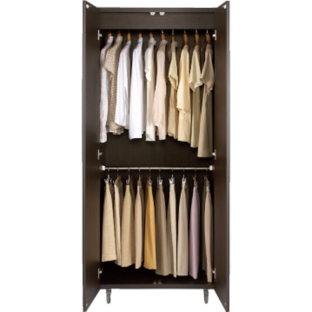 移動式間仕切りクローゼットワードローブ 板扉タイプ・ハンガー2段 パーテーション 間仕切り リビング収納 632405