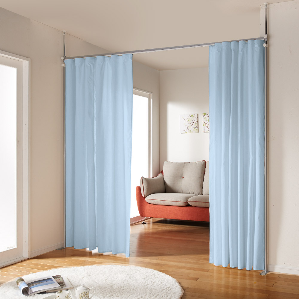 突っ張り&伸縮式目隠しカーテン レールタイプ 間仕切りカーテン アコーディオンカーテン カーテン 632410