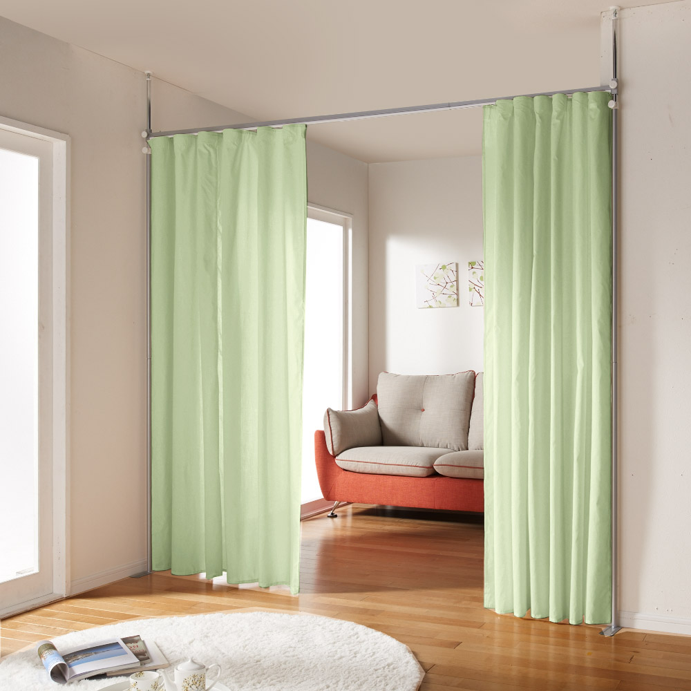 突っ張り＆伸縮式目隠しカーテン レールタイプ 間仕切りカーテン アコーディオンカーテン カーテン 632410