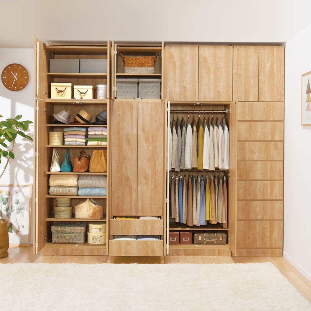 ワードローブ クローゼット 2台セット 楽天市場】クローゼット ハンガーラック 幅59cm 収納棚付き ワード