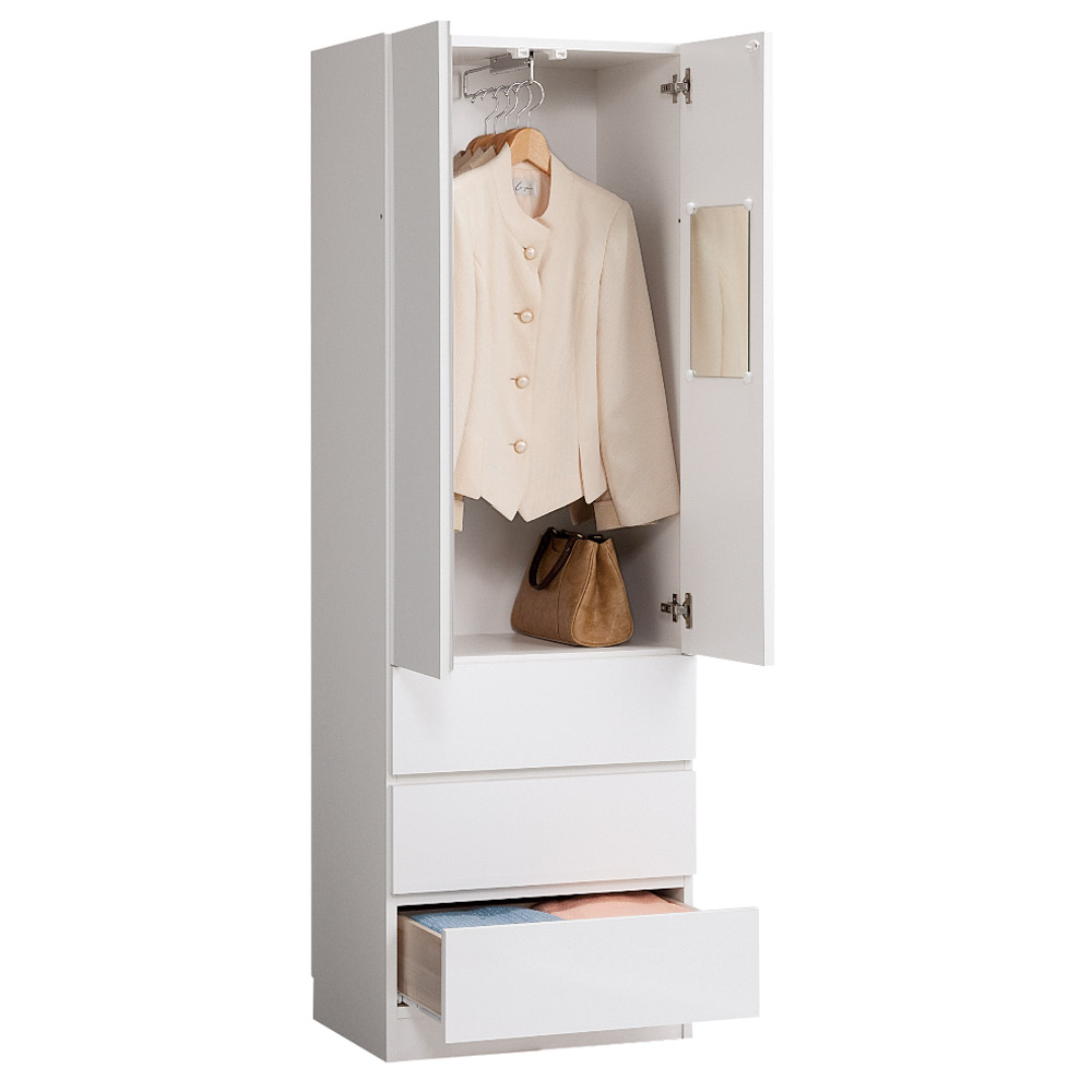 【薄型で省スペース!】梁避け対応システムユニット 奥行44cmタイプ ハンガー収納&引き出し ワードローブ クローゼット 衣類収納 632613