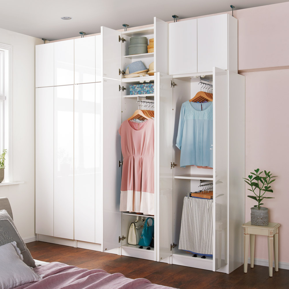 梁避け対応システムユニット 上置き 奥行34cm (天井突っ張り式) ワードローブ クローゼット 衣類収納 632627