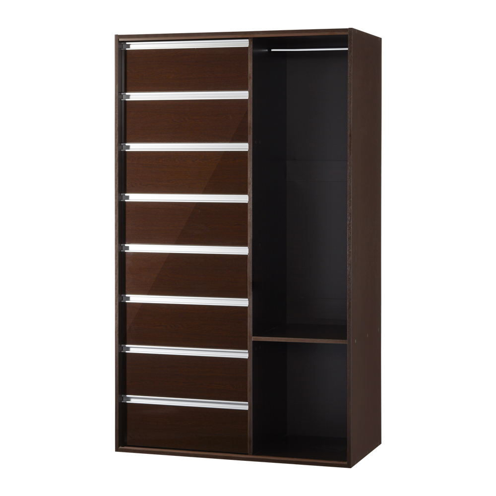 衣類をまとめて収納できる光沢仕上げタワーチェストクローゼットハンガー 幅105cm ワードローブ クローゼット 衣類収納 632630