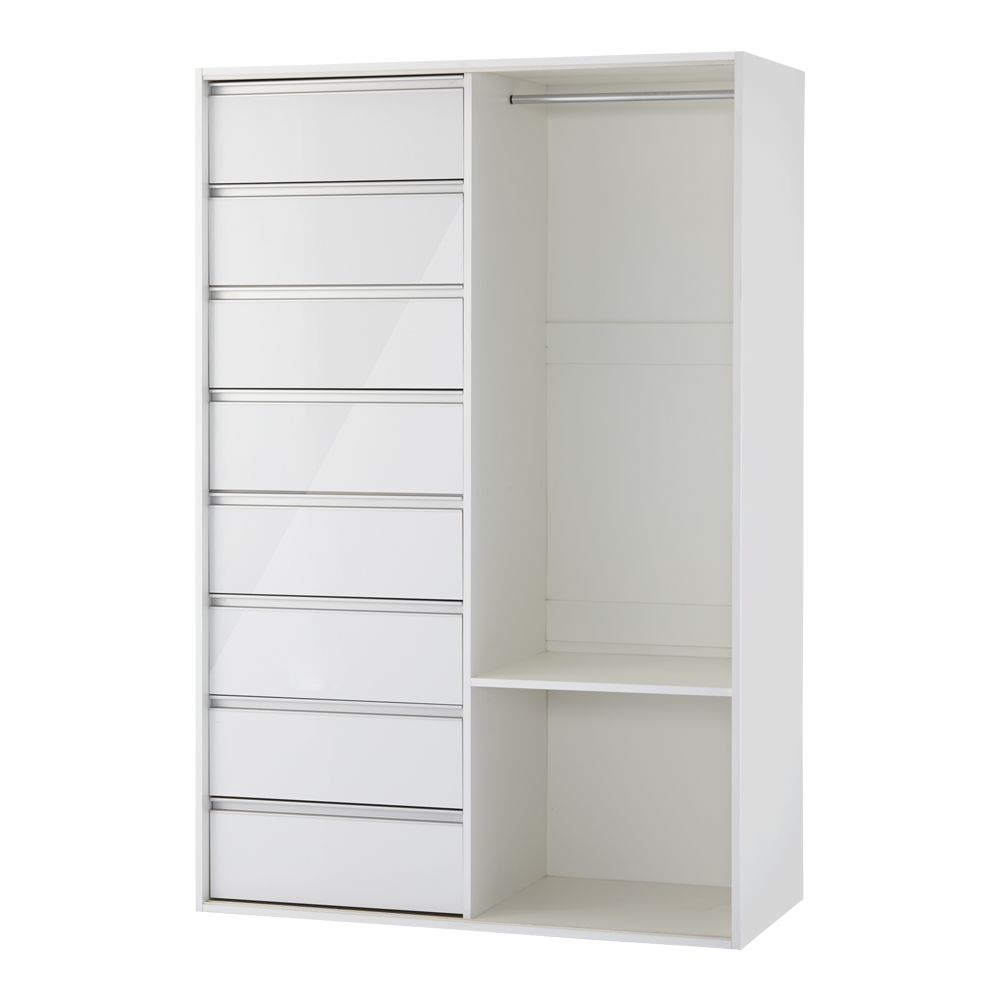 衣類をまとめて収納できる光沢仕上げタワーチェストクローゼットハンガー 幅120cm ワードローブ クローゼット 衣類収納 632631