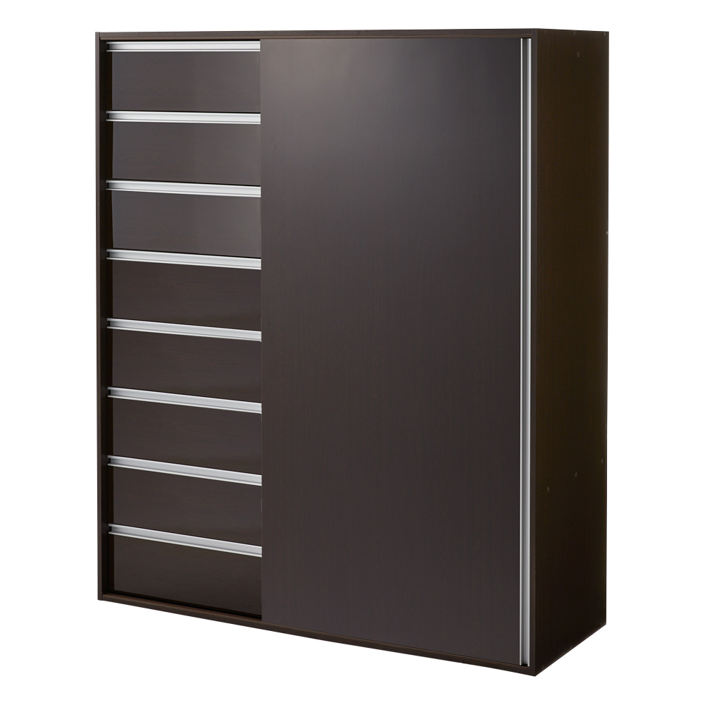 衣類をまとめて収納できる光沢仕上げタワーチェストクローゼットハンガー 幅150cm ワードローブ クローゼット 衣類収納 632632