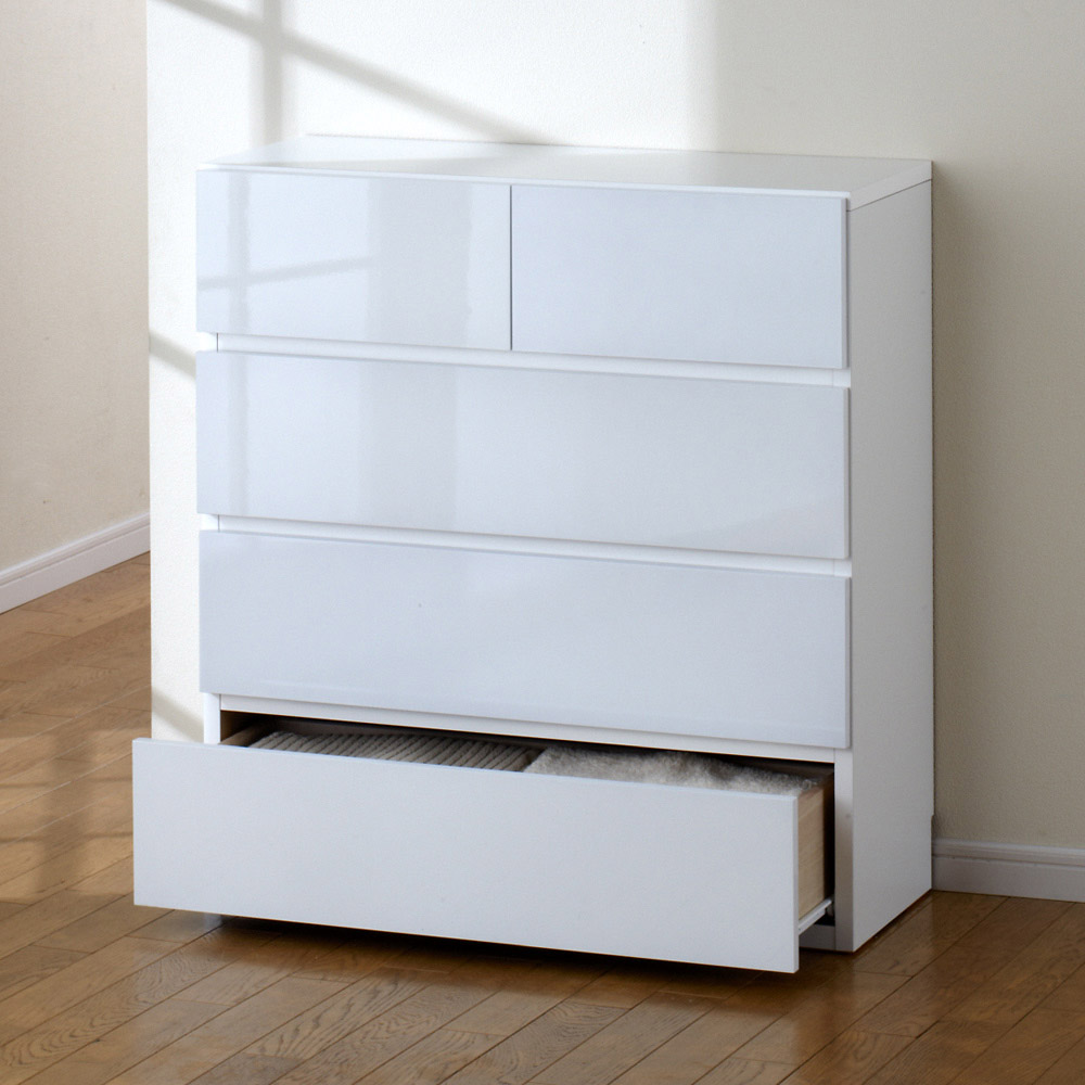 奥行30cm薄型ツヤツヤチェスト 幅75cm・4段 洗面所収納 隙間収納 トイレ 洗面所 ランドリー収納 632904