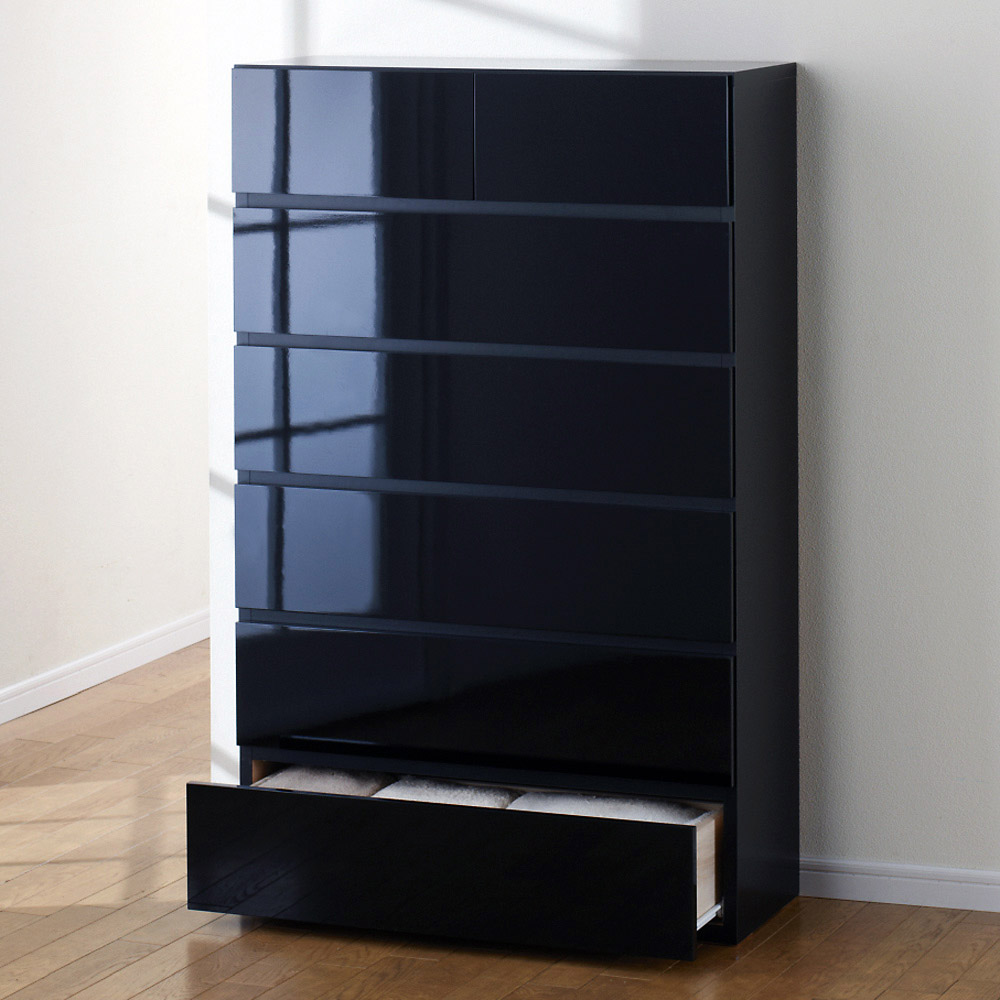 奥行30cm薄型ツヤツヤチェスト 幅75cm・6段 洗面所収納 隙間収納 トイレ 洗面所 ランドリー収納 632906