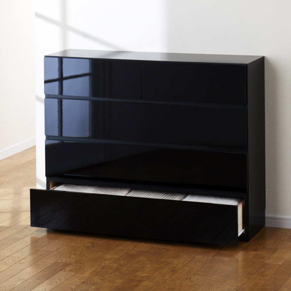 奥行30cm薄型ツヤツヤチェスト 幅100cm・4段 洗面所収納 隙間収納 トイレ 洗面所 ランドリー収納 632907