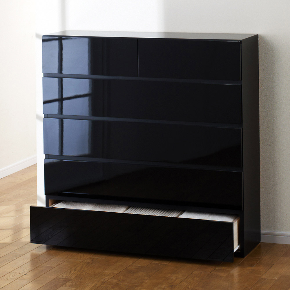 奥行30cm薄型ツヤツヤチェスト 幅100cm・5段 洗面所収納 隙間収納 トイレ 洗面所 ランドリー収納 632908