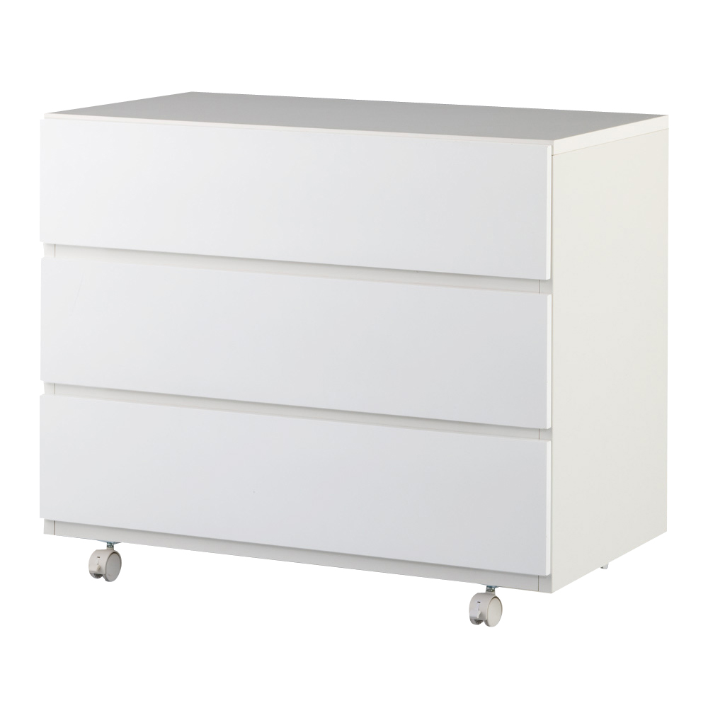 奥行46cmキャスター付きツヤツヤチェスト 幅80cm・3段 押入れ クローゼット収納 衣類収納 632913