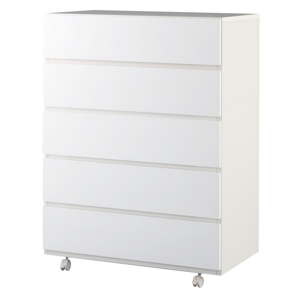 奥行46cmキャスター付きツヤツヤチェスト 幅80cm・5段 押入れ クローゼット収納 衣類収納 632915