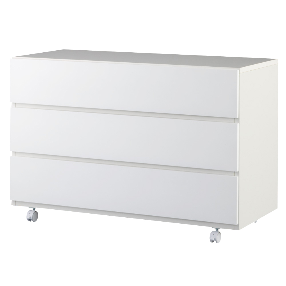 奥行46cmキャスター付きツヤツヤチェスト 幅100cm・3段 押入れ クローゼット収納 衣類収納 632916