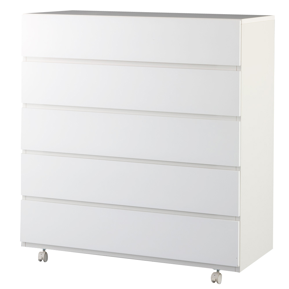 奥行46cmキャスター付きツヤツヤチェスト 幅100cm・5段 リビング リビング収納 632918