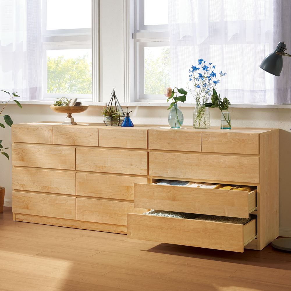 dショッピング |頑丈天板を賢く活用！ワイドクローゼットチェスト 4段