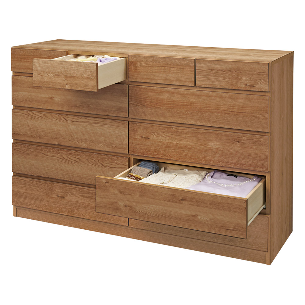 頑丈天板を賢く活用!ワイドクローゼットチェスト 5段・幅140cm タンス 衣類収納 632924