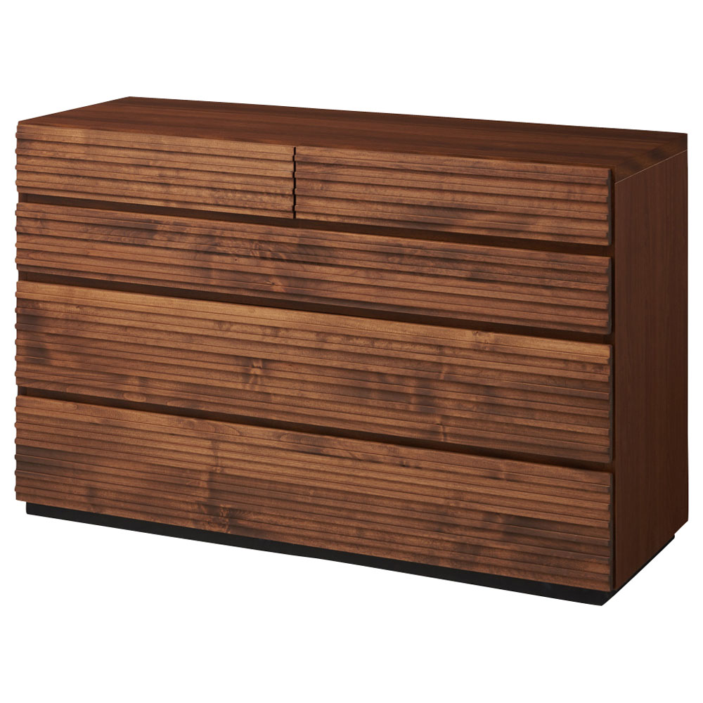 天然木横格子柄のローチェスト 4段・幅120cm奥行44cm 押入れ クローゼット収納 衣類収納 632932