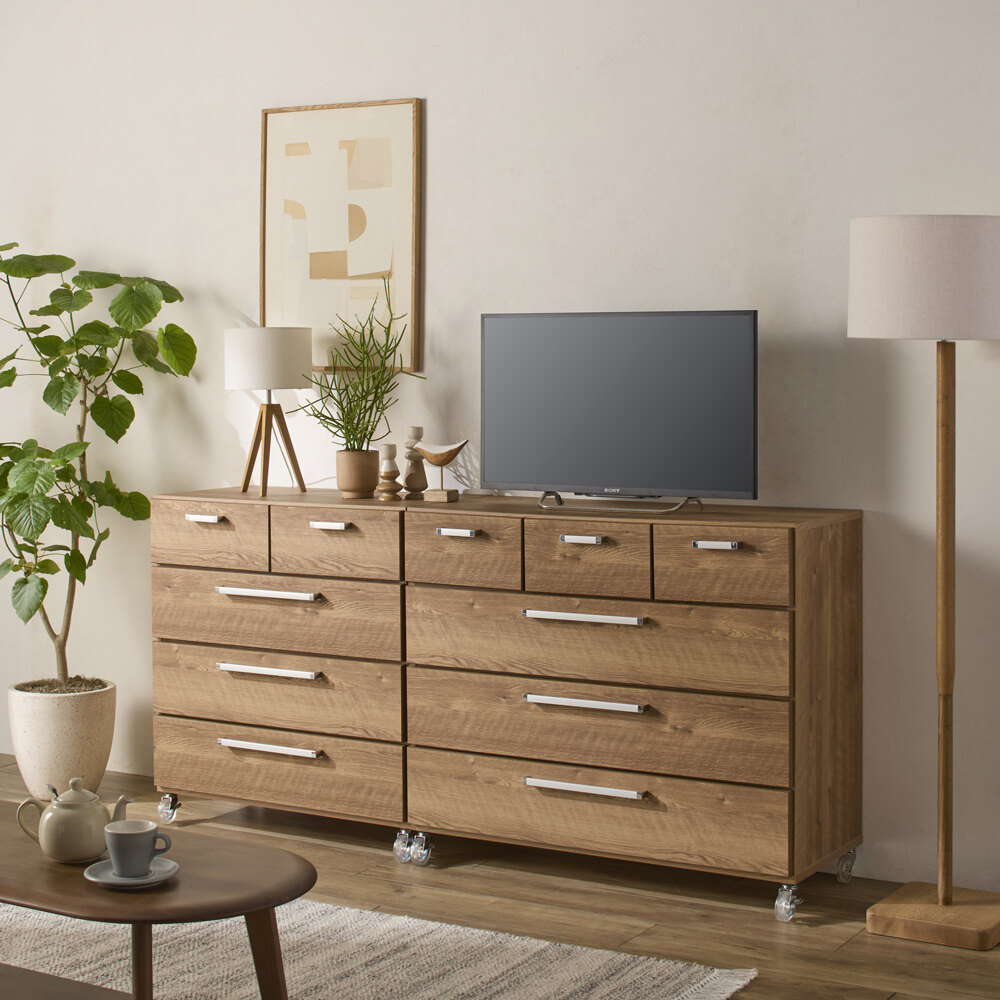 キャスター付きモダンクローゼットチェスト 4段・高さ86cm幅100cm 洗面所収納 隙間収納 トイレ 洗面所 ランドリー収納 632938