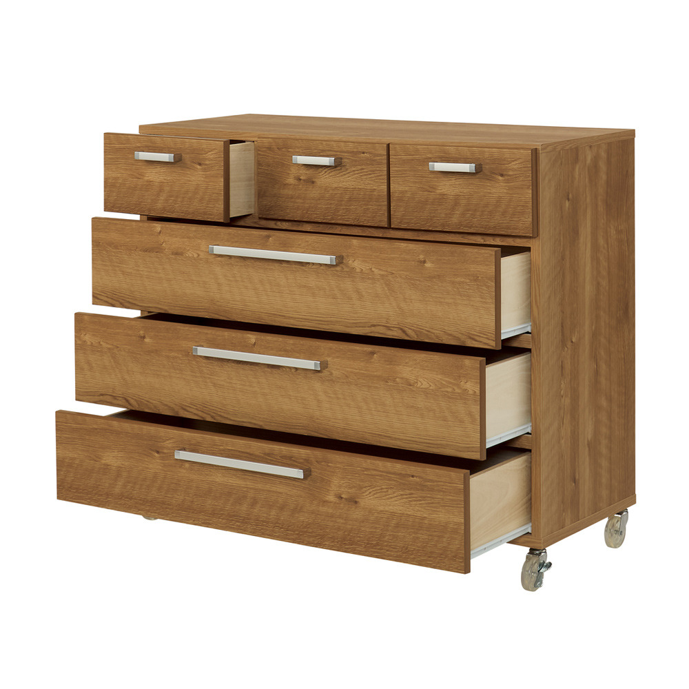 キャスター付きモダンクローゼットチェスト 5段・高さ105cm幅100cm 洗面所収納 隙間収納 トイレ 洗面所 ランドリー収納 632939