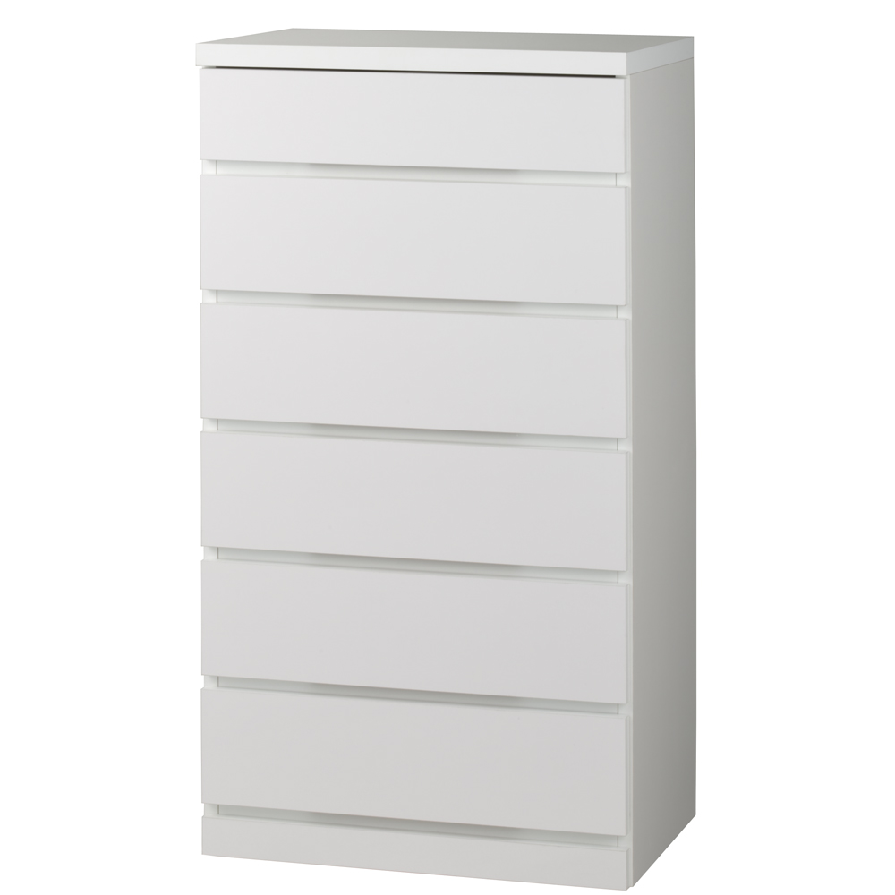 【日本製】前面光沢&引き出し内部化粧チェスト 幅60cm・6段 タンス 衣類収納 633018