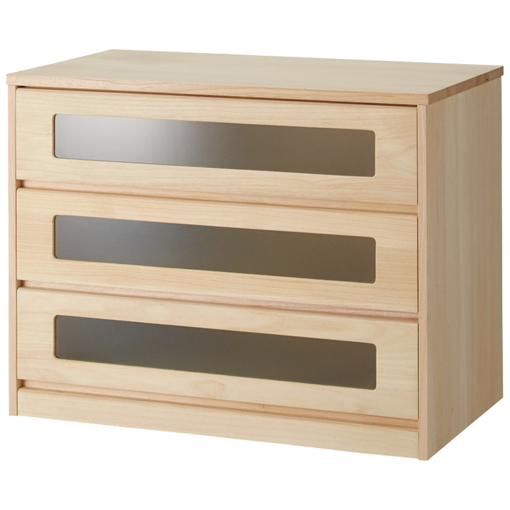 【ローチェスト】ブティックのような モダン桐クローゼットチェスト 幅75cm・3段 押入れ クローゼット収納 衣類収納 633035