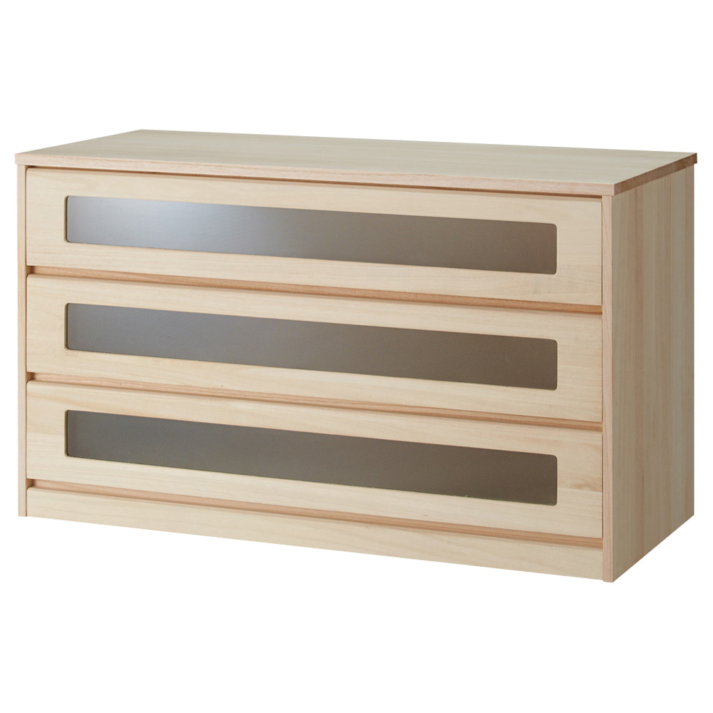 【ローチェスト】ブティックのような モダン桐クローゼットチェスト 幅100cm・3段 押入れ クローゼット収納 衣類収納 633038