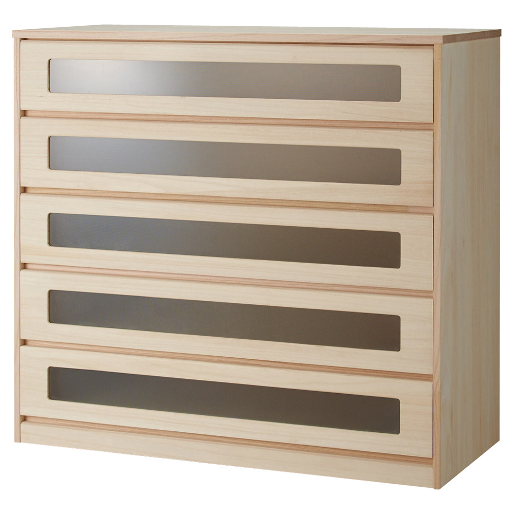 ブティックのような モダン桐クローゼットチェスト 幅100cm・5段 押入れ クローゼット収納 衣類収納 633040