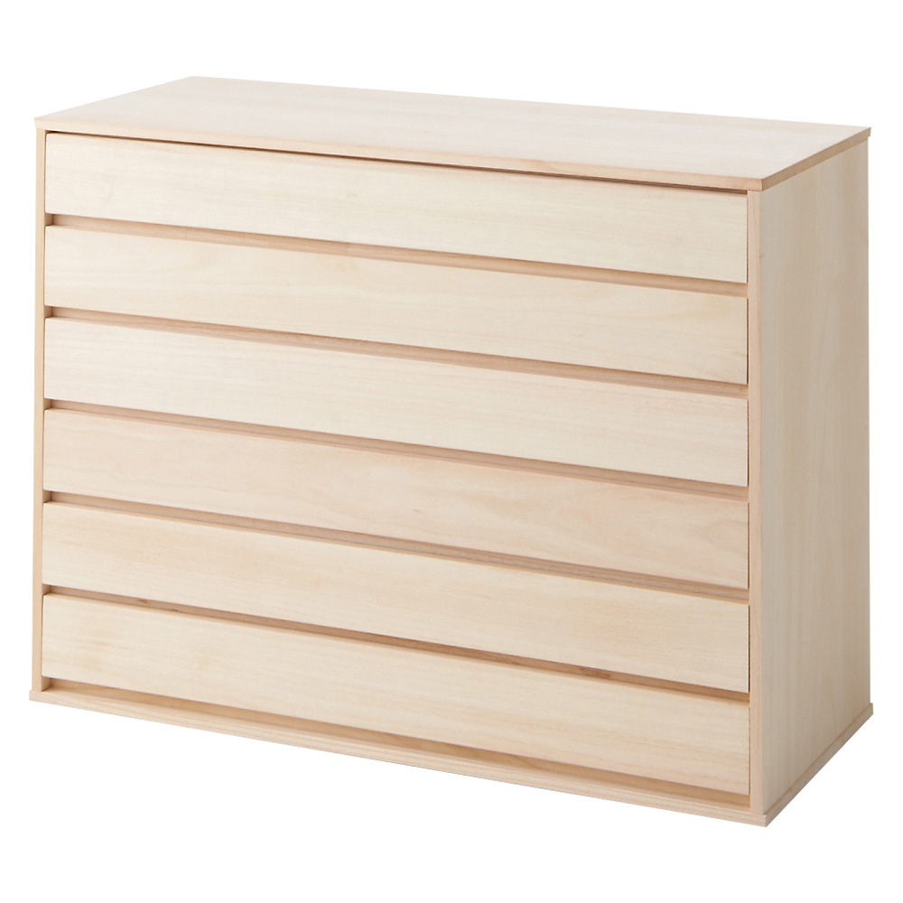 ウォークインクローゼット総桐着物収納シリーズ 引き出し浅6段・高さ75cm 押入れ クローゼット収納 衣類収納 633131