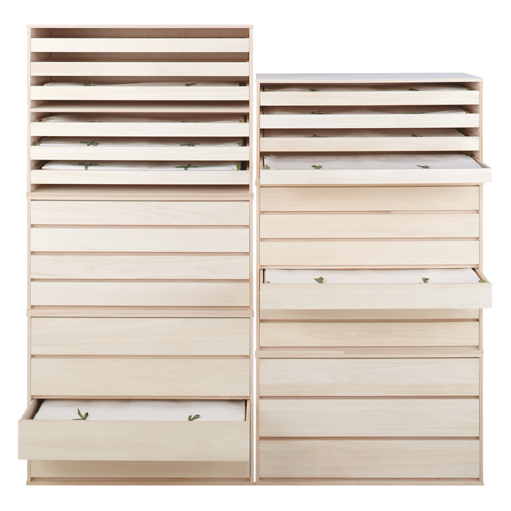 ウォークインクローゼット総桐着物収納シリーズ 引き出し深4段・高さ75cm 押入れ クローゼット収納 衣類収納 633133