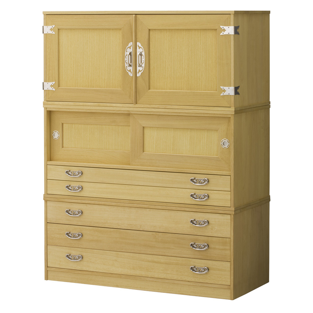 【本格派の着物収納】総桐着物収納ユニットタンス 3点セット引き出し3段 高さ130.5cm タンス 衣類収納 633148