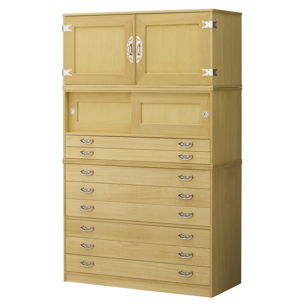 【本格派の着物収納】総桐着物収納ユニットタンス 3点セット引き出し6段 高さ164.5cm タンス 衣類収納 633149