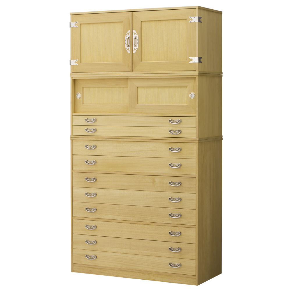 【本格派の着物収納】総桐着物収納ユニットタンス 3点セット引き出し8段 高さ188cm タンス 衣類収納 633150