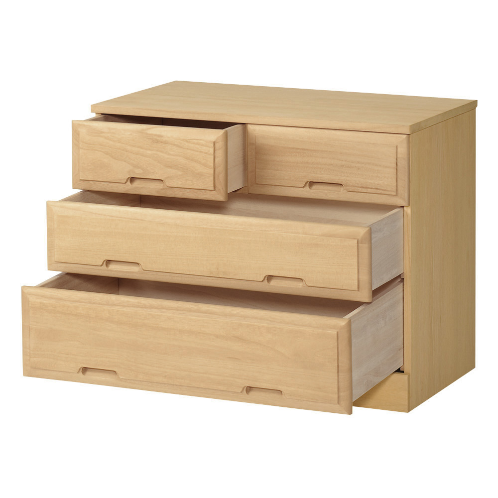 【日本製】北欧風総桐チェスト 幅75cm・3段（4杯） 押入れ クローゼット収納 衣類収納 633151