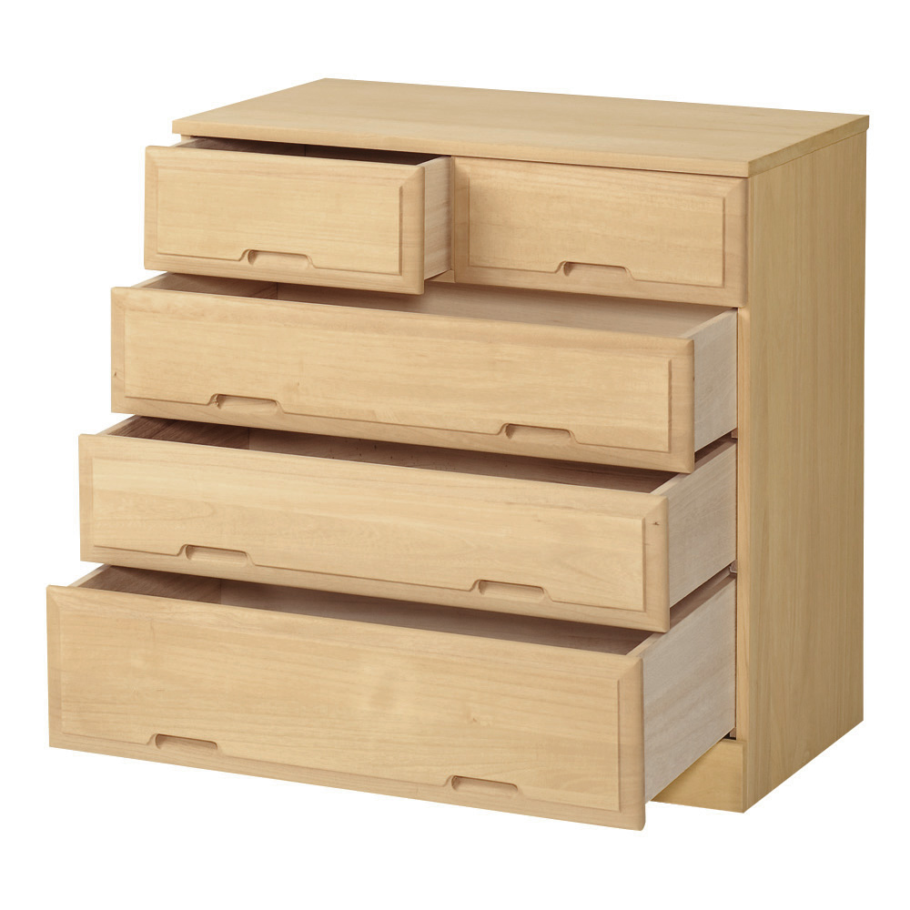 【日本製】北欧風総桐チェスト 幅75cm・4段（5杯） 押入れ クローゼット収納 衣類収納 633152