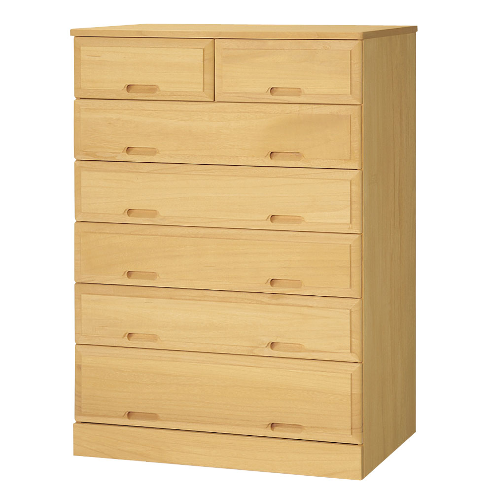 【日本製】北欧風総桐チェスト 幅75cm・6段(7杯) 押入れ クローゼット収納 衣類収納 633154