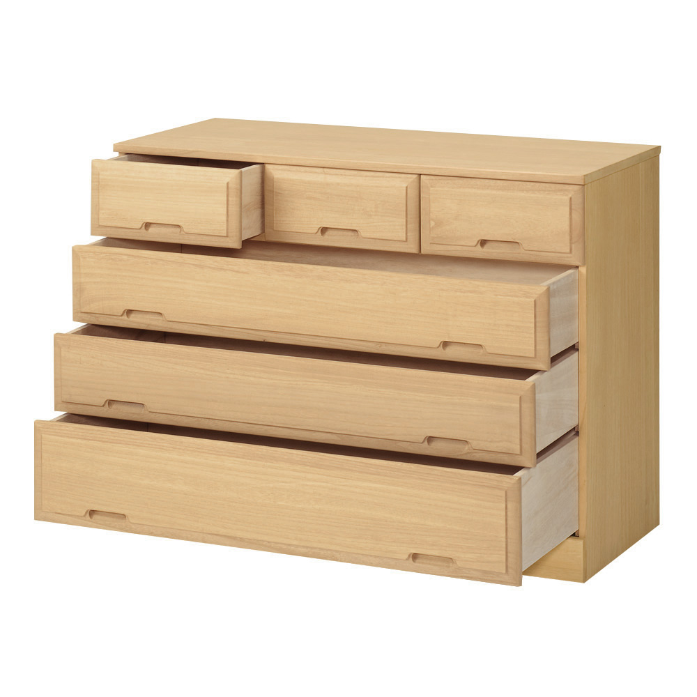 【日本製】北欧風総桐チェスト 幅100cm・4段（6杯） 押入れ クローゼット収納 衣類収納 633157