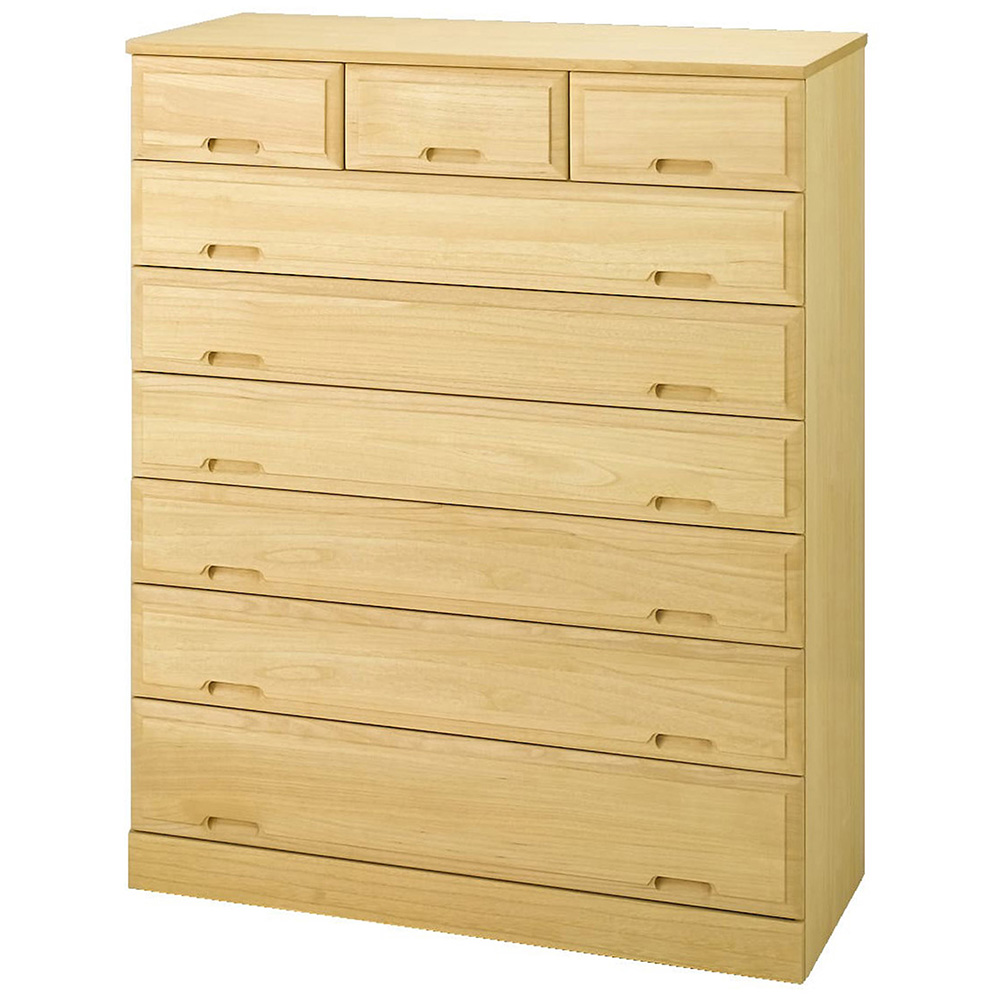 【日本製】北欧風総桐チェスト 幅100cm・7段（9杯） 押入れ クローゼット収納 衣類収納 633160