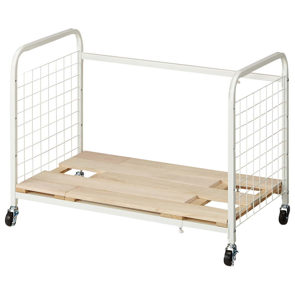 頑丈幅伸縮すのこ布団台 奥行53cmクローゼットワゴン 押入れ クローゼット収納 衣類収納 633212