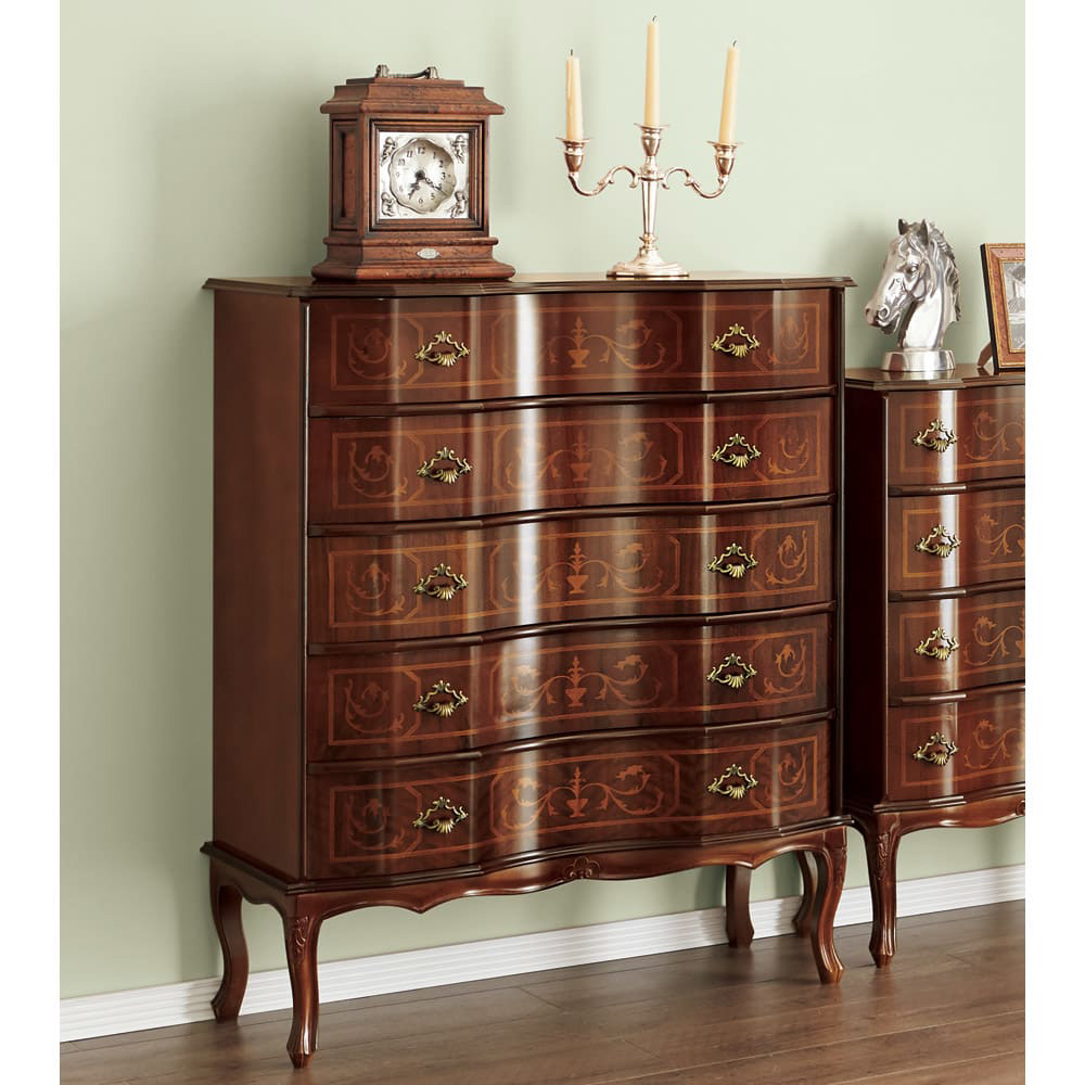 イタリア製 猫脚 象がんシリーズ チェスト5段 幅87cm リビング リビング収納 626413