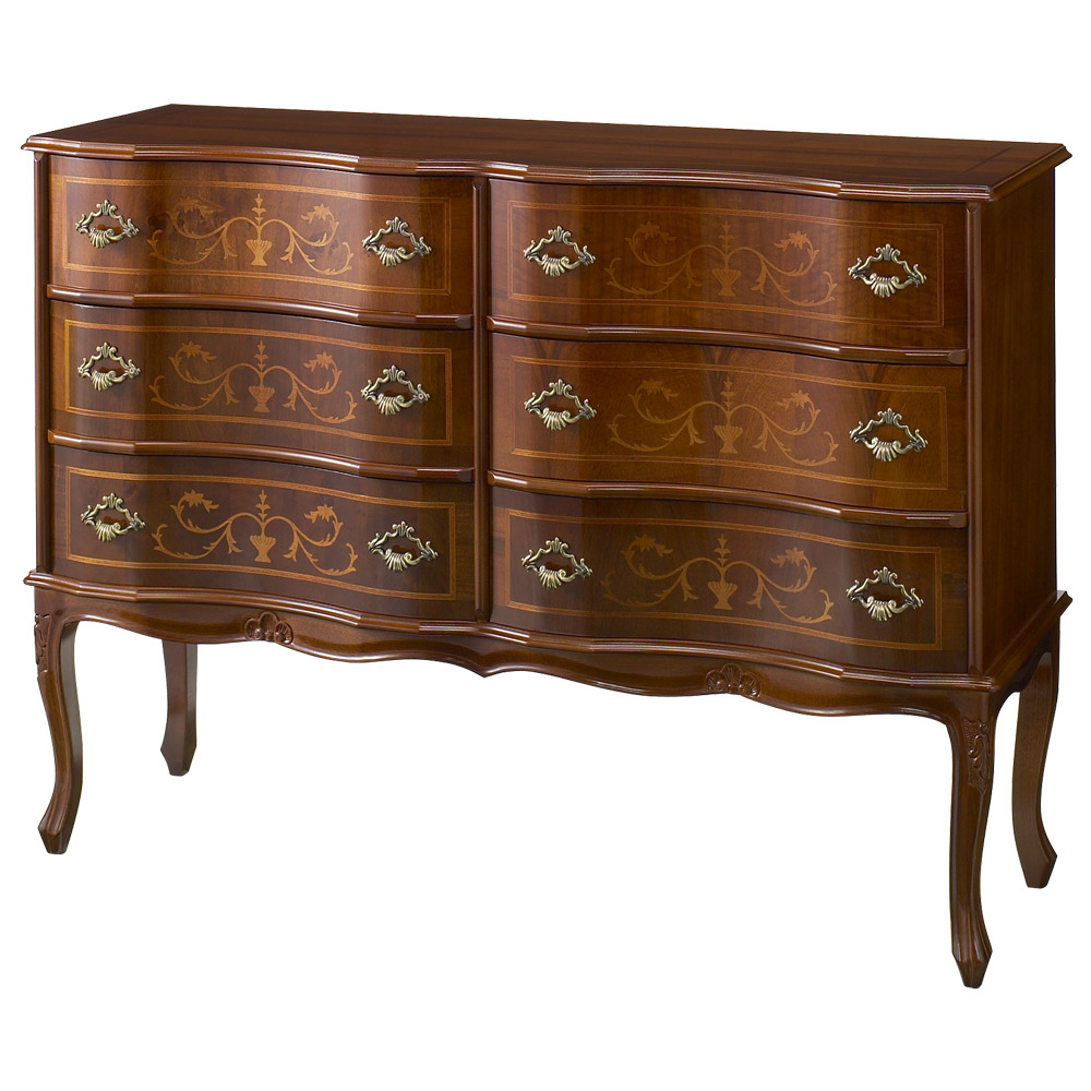 イタリア製 猫脚 象がんシリーズ チェスト3段 幅111cm リビング リビング収納 626414