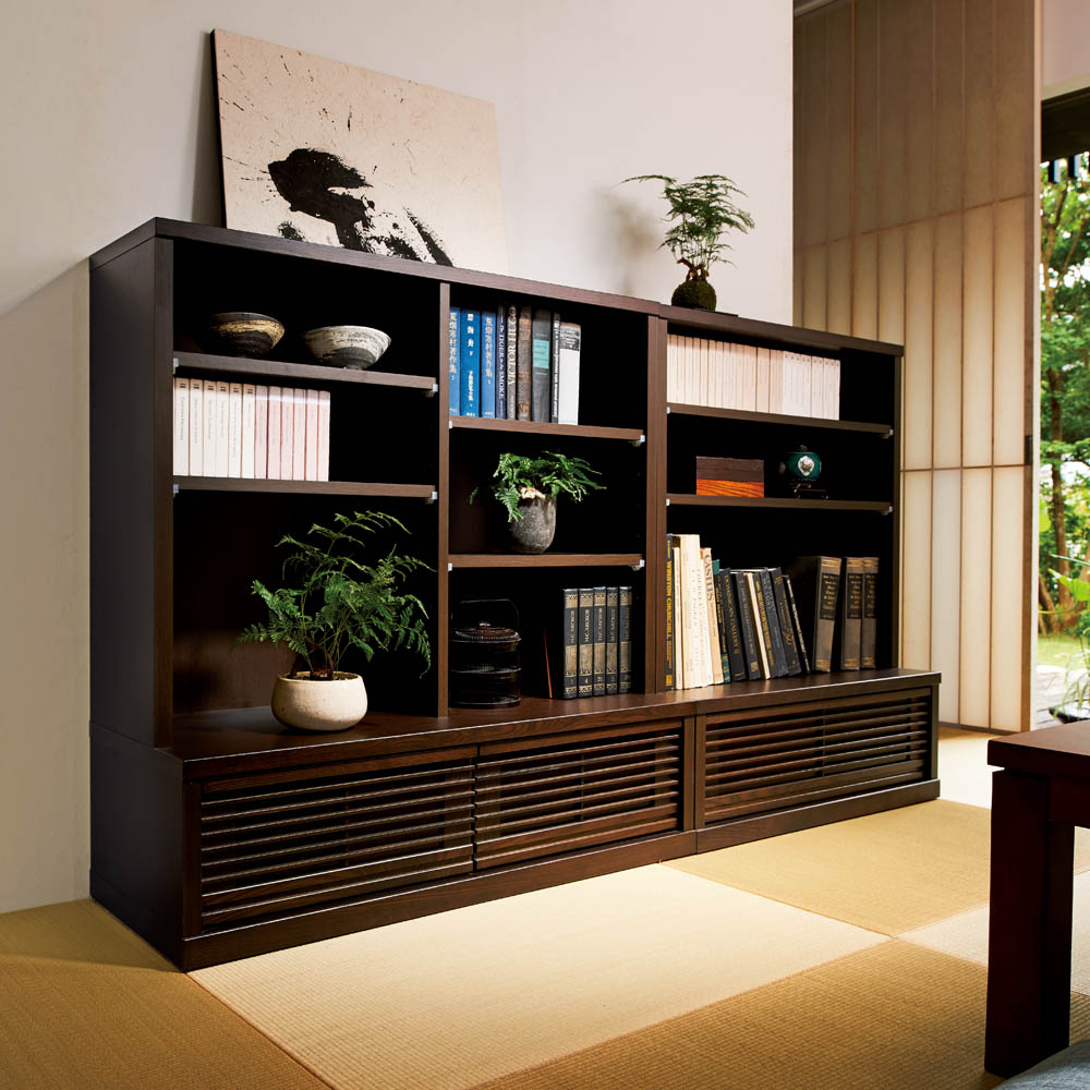 タモ天然木格子本棚 ロータイプ(高さ105cm) 幅80cm 本棚 ブックシェルフ 書棚 ラック シェルフ 626517