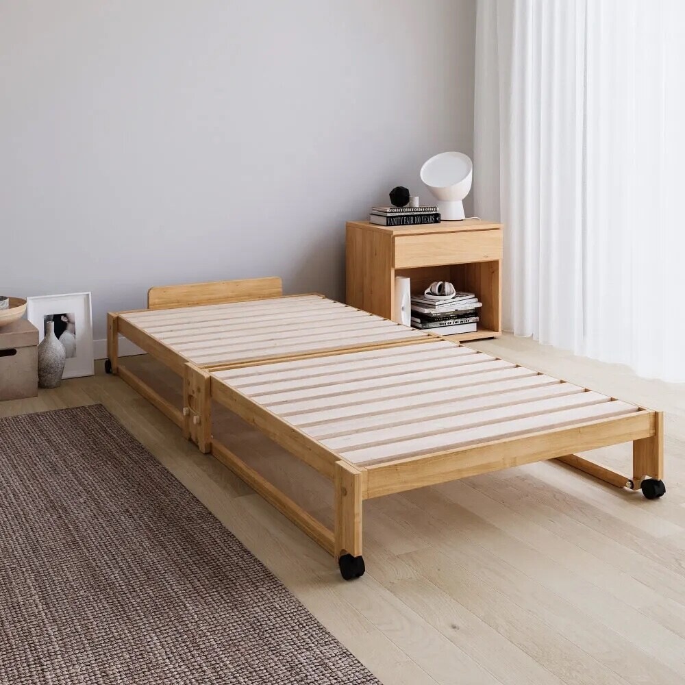 ≪ヘッドあり≫ 折りたたみ式ひのきすのこベッド シングル 幅94.5cm ベッドフレーム ベッド 626806