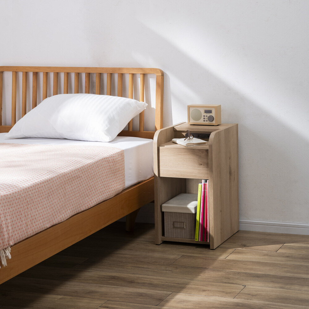 明るさ調節できる照明付きナイトテーブル 幅30cm サイドテーブル ナイトテーブル テーブル 626903