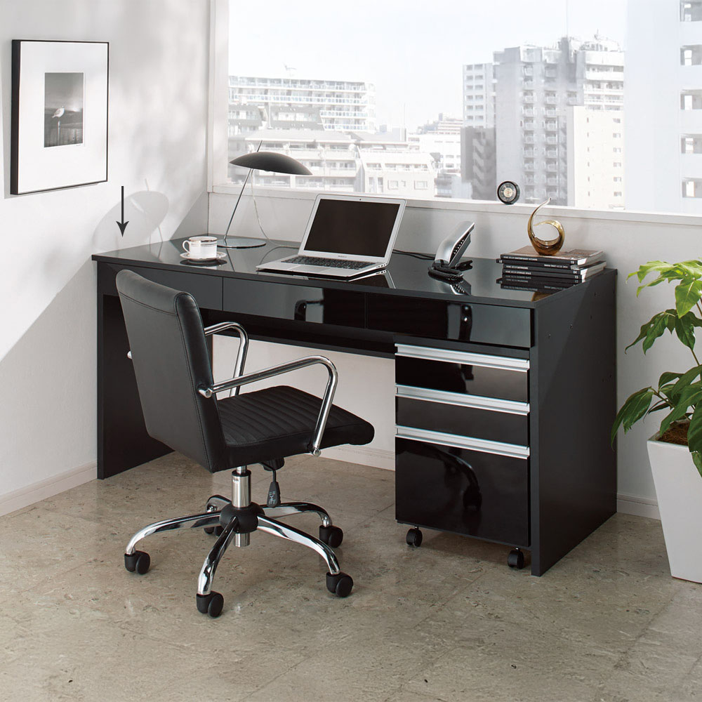 引き出し付き 光沢仕上げアーバンデスクシリーズ デスク 幅150cm オフィス 事務 書斎机 机 627020