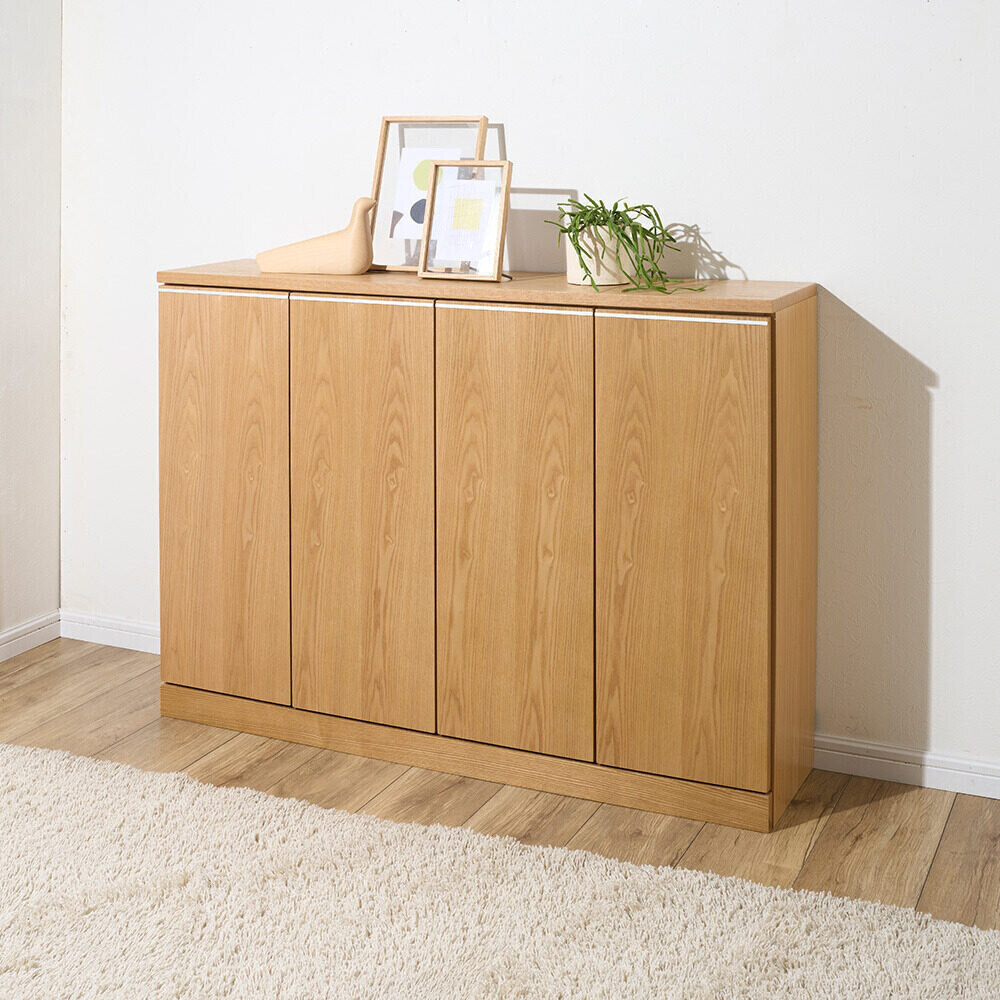 天然木アルミラインシリーズ キャビネット 4枚扉 キャビネット リビングボード リビング収納 627107