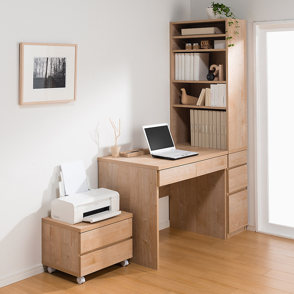 天然木調 配線すっきりデスクシリーズ プリンターカート・幅50奥行39.5高さ37cm 台 ラック リビング収納 627207