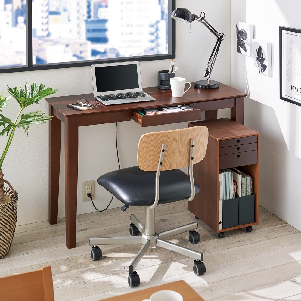 現代の住宅事情にぴったりサイズ!天然木デスク 幅110奥行40cm オフィス 事務 書斎机 机 627220